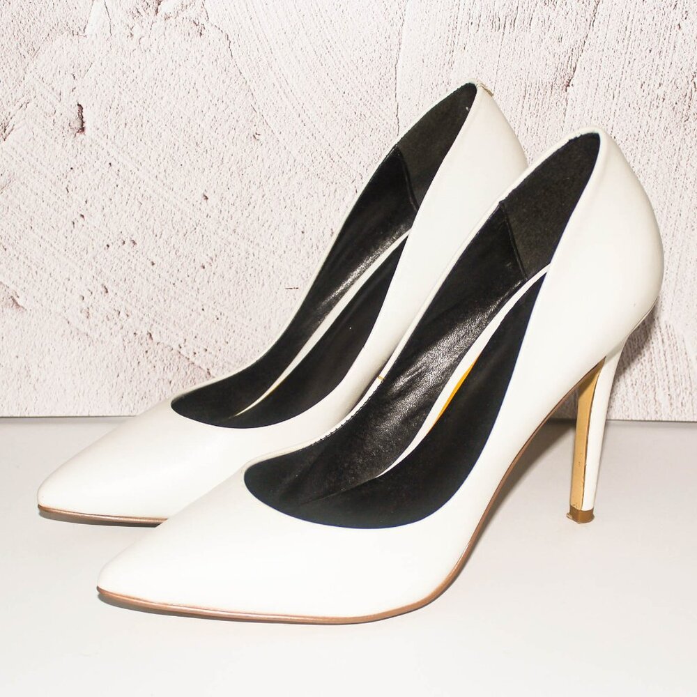 Charles David White Leather Heels